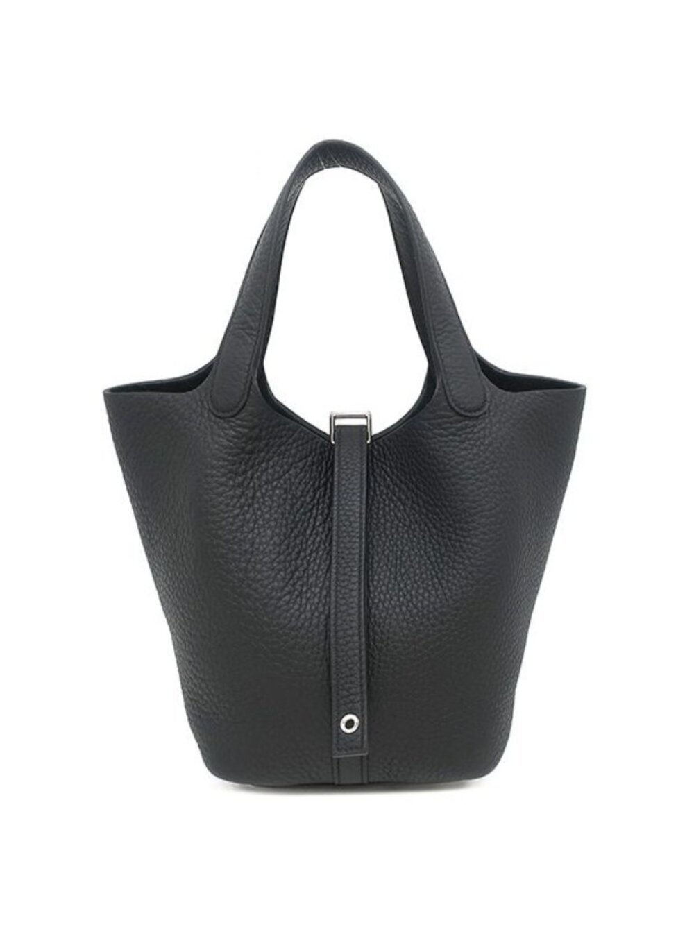 Hermes Handbag Picotin Lock 18 PM Taurillon Clemence Black Silver